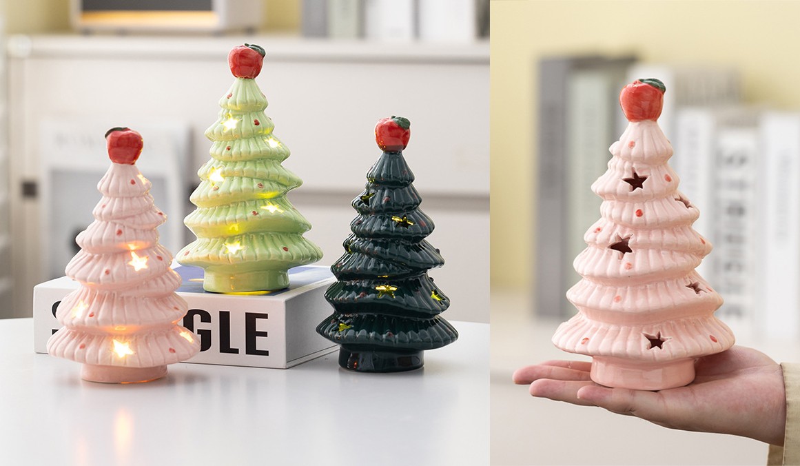 聖誕樹造型陶瓷小夜燈